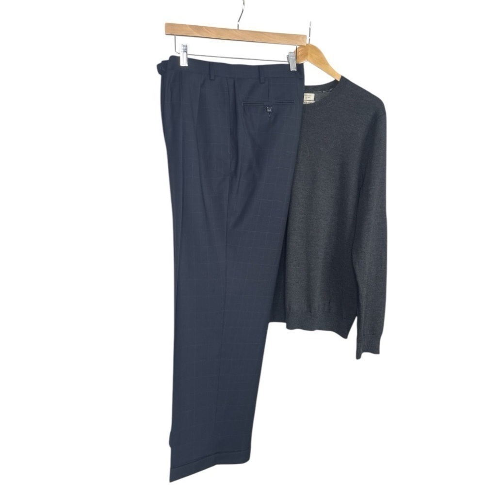 Sean John Double Pleat Cuffed dress Pants Navy 40